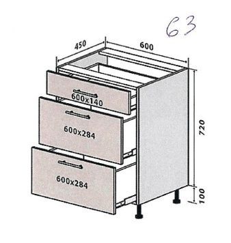 Кухонний модуль нижній №63 Олівія (60х45х82 см, кашемір) IMI m-km-lv-n-63-ksmr фото