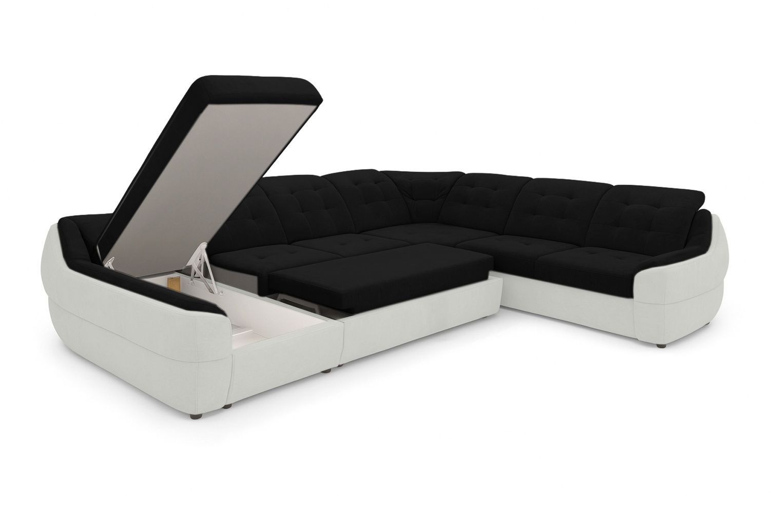 Кутовий диван Спейс XXL (375 &times; 310 см, чорний з молочним) IMI Premium kspsxxl-ll-99-1 фото