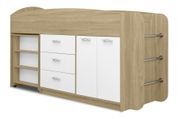 Кровать-чердак Classo (83,2 &times; 209,2 &times; 115 см, сонома + белый) ph-ld-pls-snm-bl фото 1