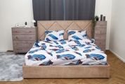Комплект постельного белья Деметра-28 (евро, бязь gold lux, наволочки: 50х70 см 2 шт и 70х70 см 2 шт, молочный, голубое перо) IMI m-ps-bz-glx-dmtr28-vr-b-p фото 7