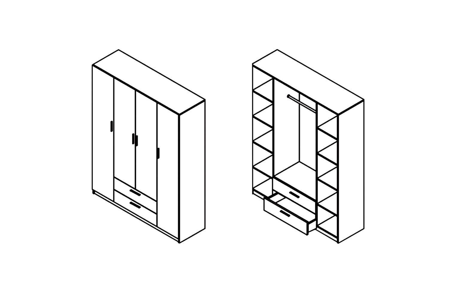Шафа Форте-3 (160х49х206 см, кашемір + білий) md-sh-nd160-kshm-bl фото